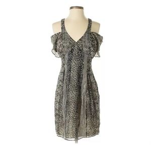 Cold shoulder Animal print Silk Dress